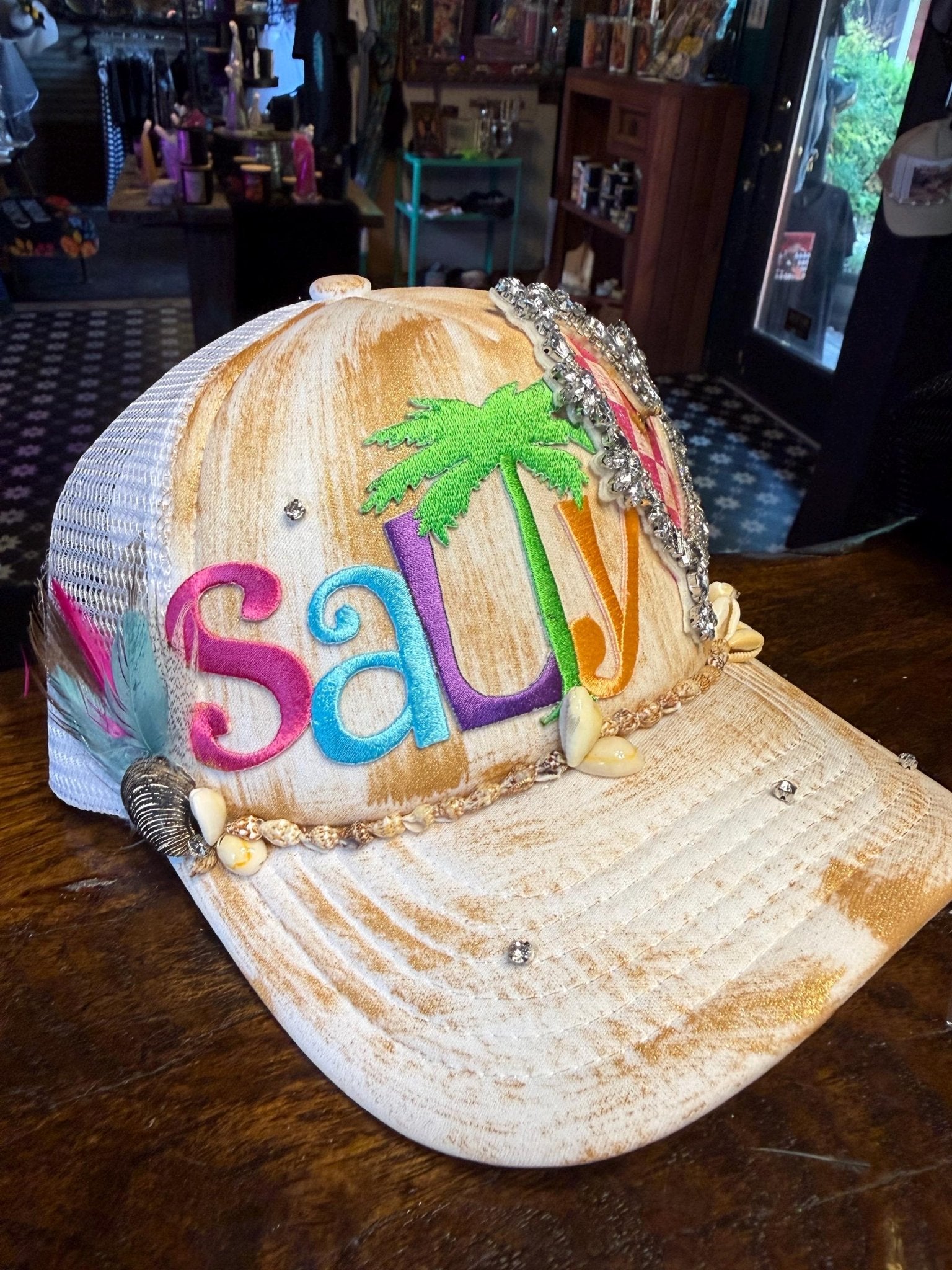 Salty Trucker Hat - Turquoise and Tinsel-Home of Mad Gringa Hat Bar