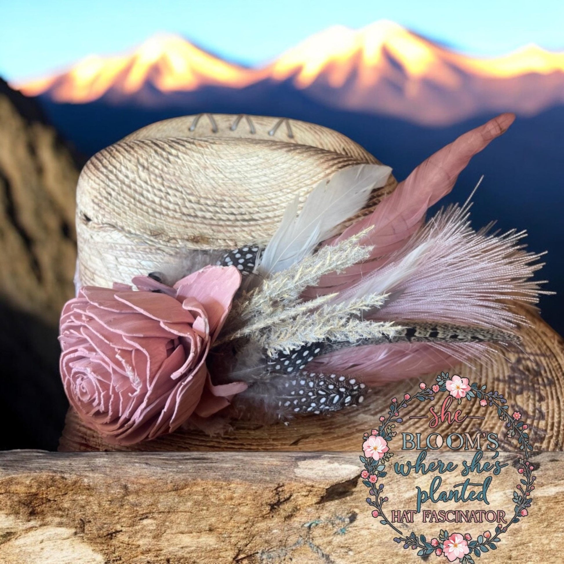 She Blooms Where She’s Planted Hat Fascinator - Turquoise and Tinsel-Home of Mad Gringa Hat Bar