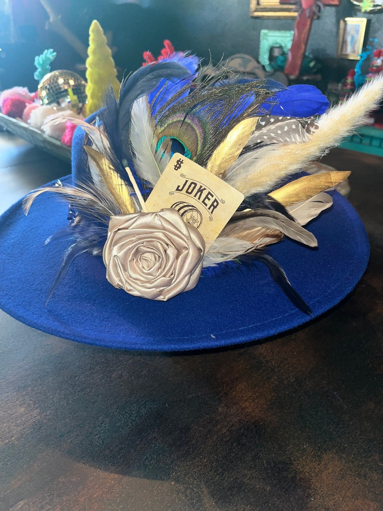 She’s Got The Blues Hat Fascinator - Turquoise and Tinsel-Home of Mad Gringa Hat Bar