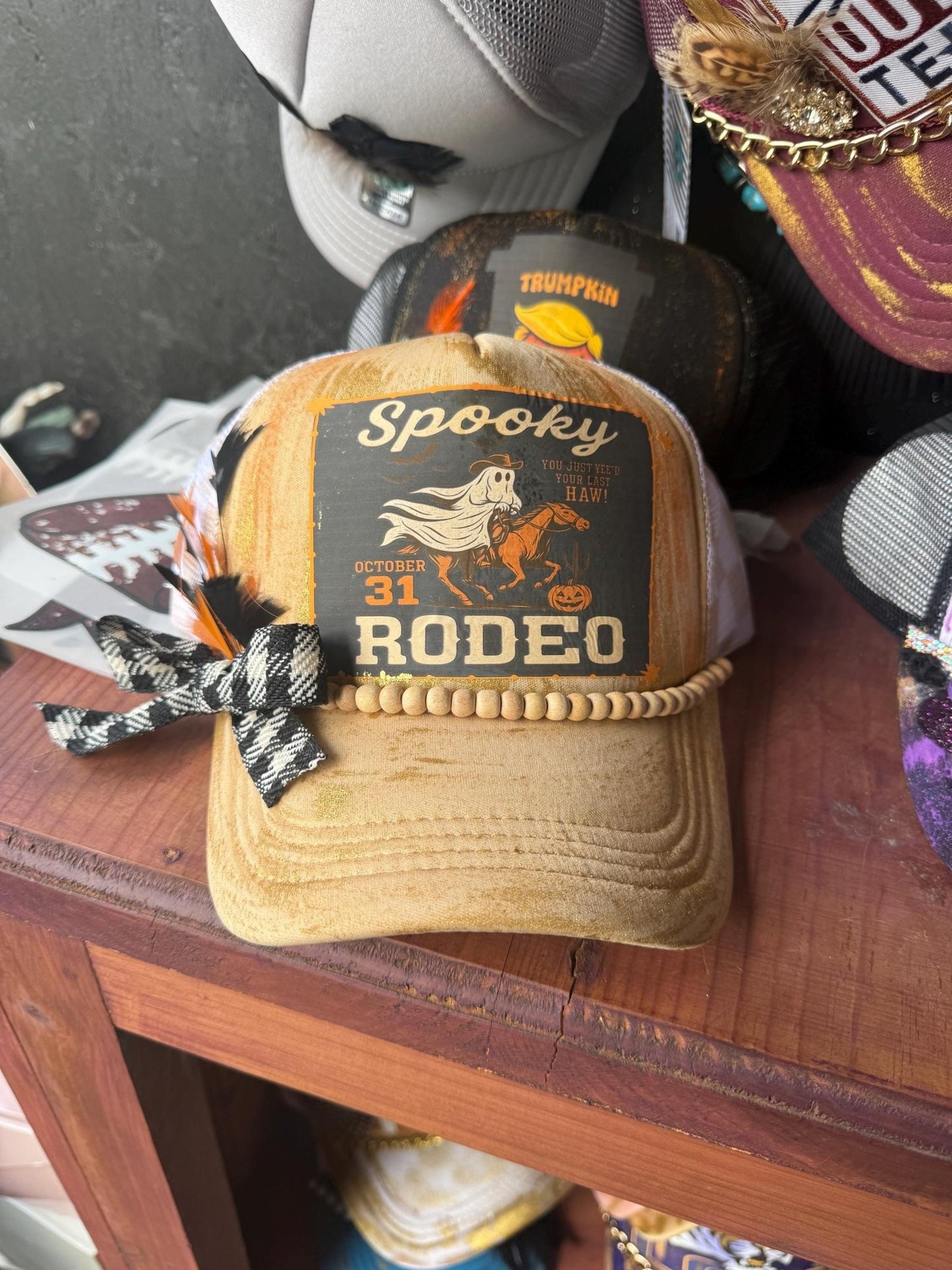 Spooky Rodeo Trucker Hat - Turquoise and Tinsel-Home of Mad Gringa Hat Bar