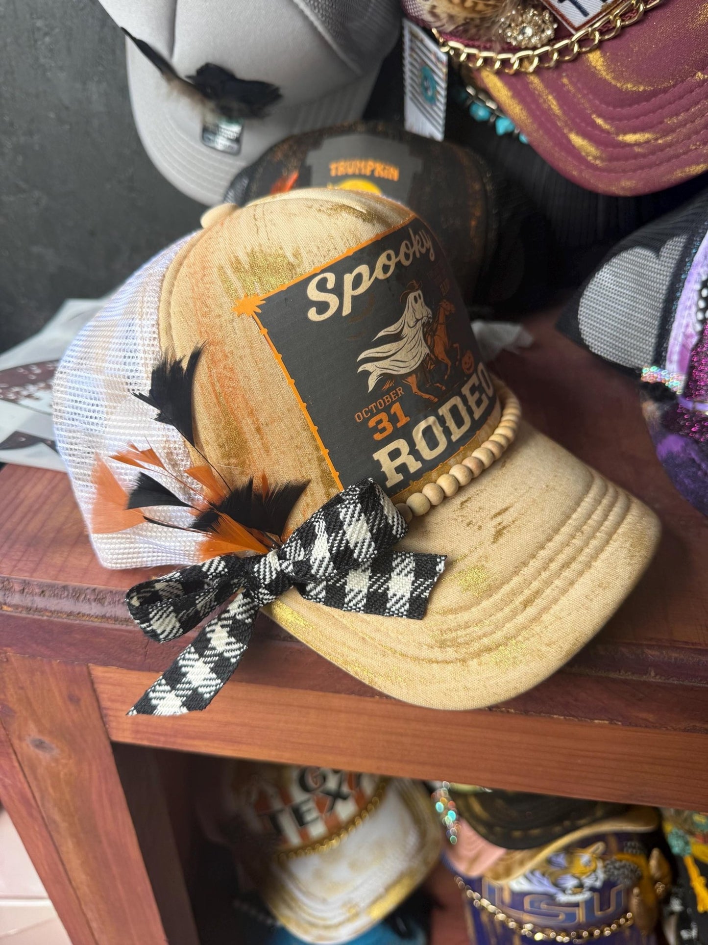 Spooky Rodeo Trucker Hat - Turquoise and Tinsel-Home of Mad Gringa Hat Bar