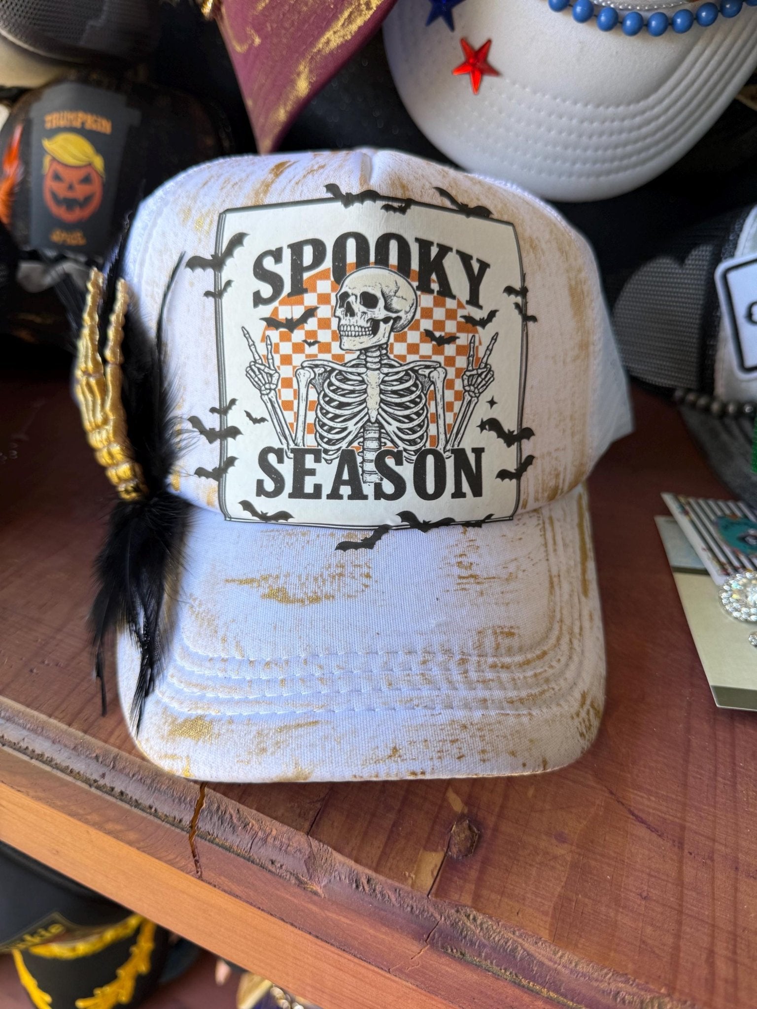 Spooky Season Trucker Hat - Turquoise and Tinsel-Home of Mad Gringa Hat Bar