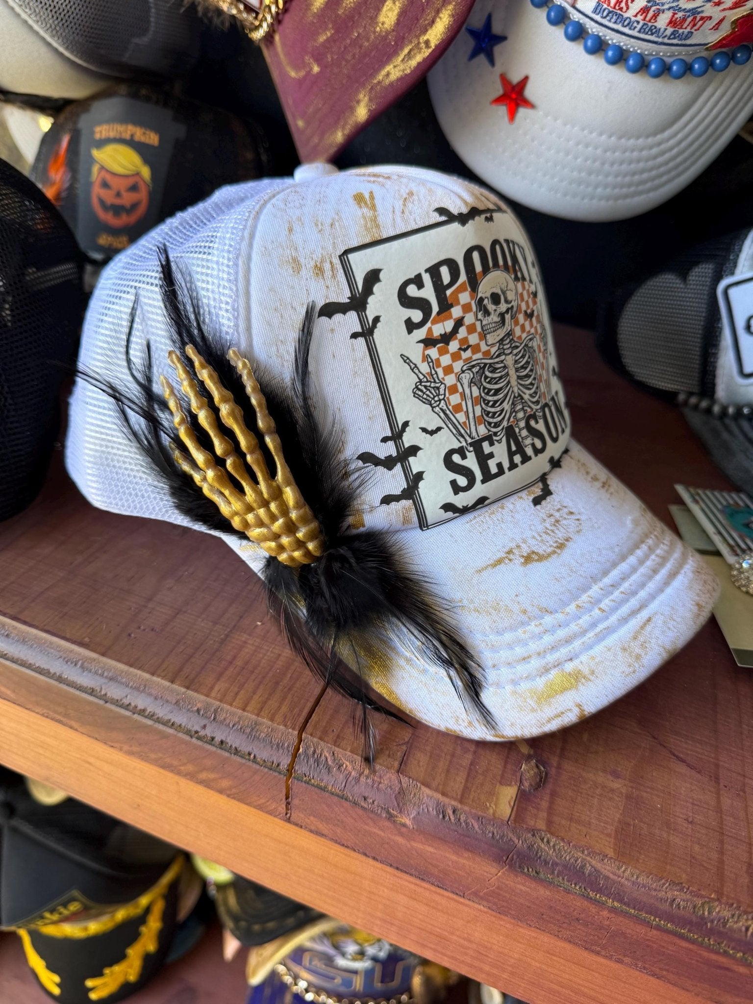 Spooky Season Trucker Hat - Turquoise and Tinsel-Home of Mad Gringa Hat Bar
