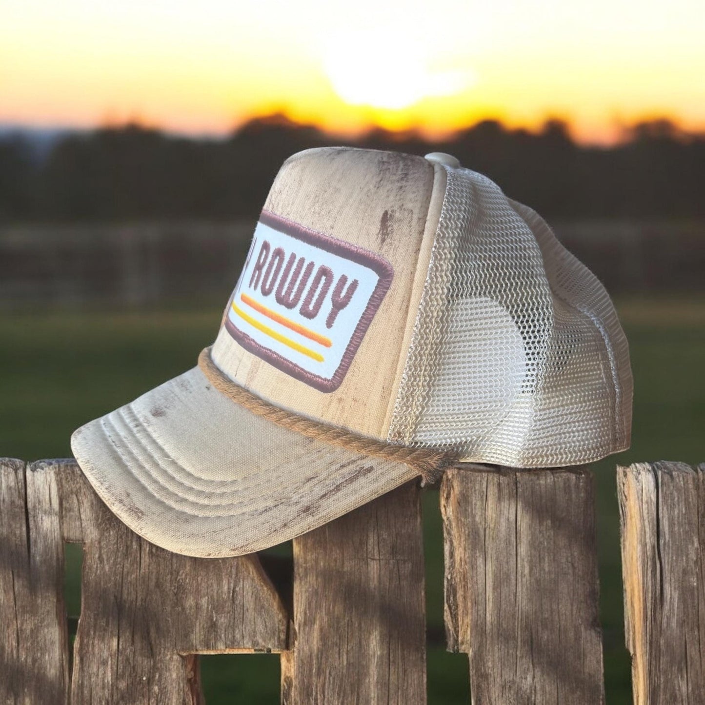 Stay Rowdy Trucker Hat - Turquoise and Tinsel-Home of Mad Gringa Hat Bar