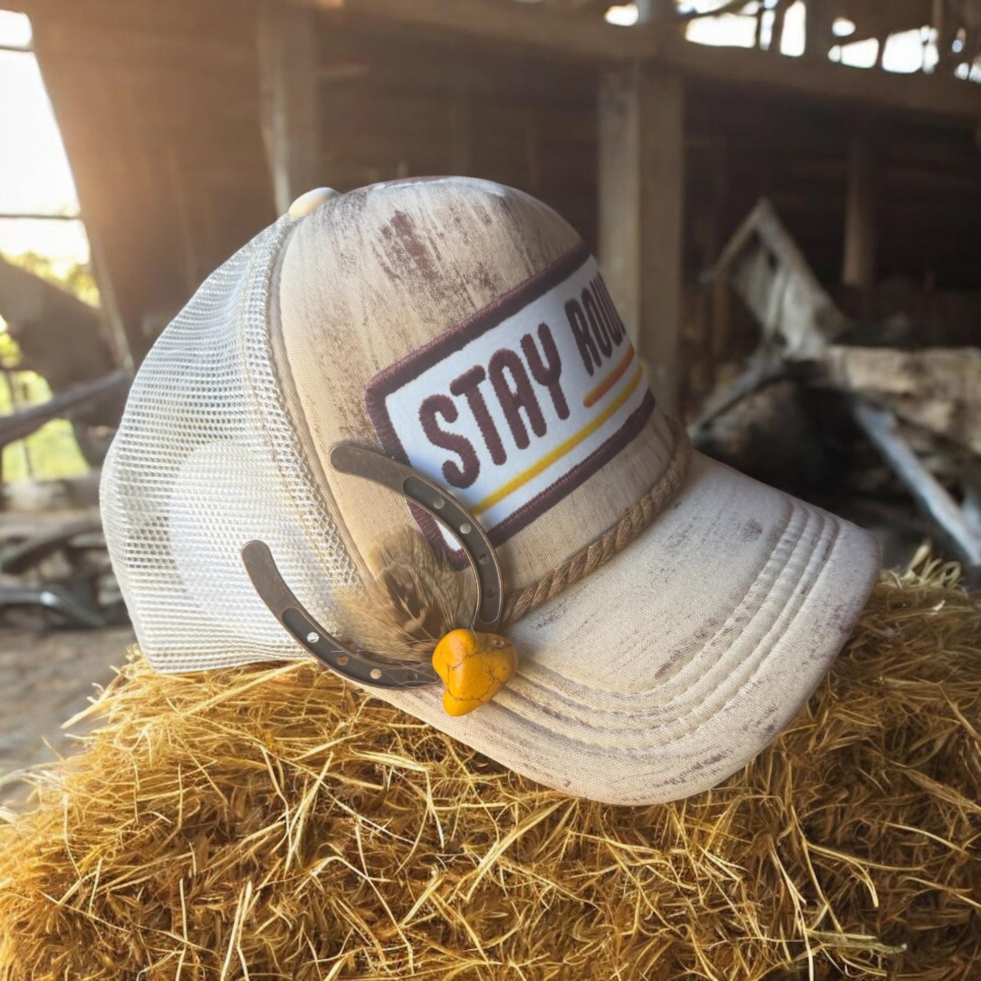 Stay Rowdy Trucker Hat - Turquoise and Tinsel-Home of Mad Gringa Hat Bar