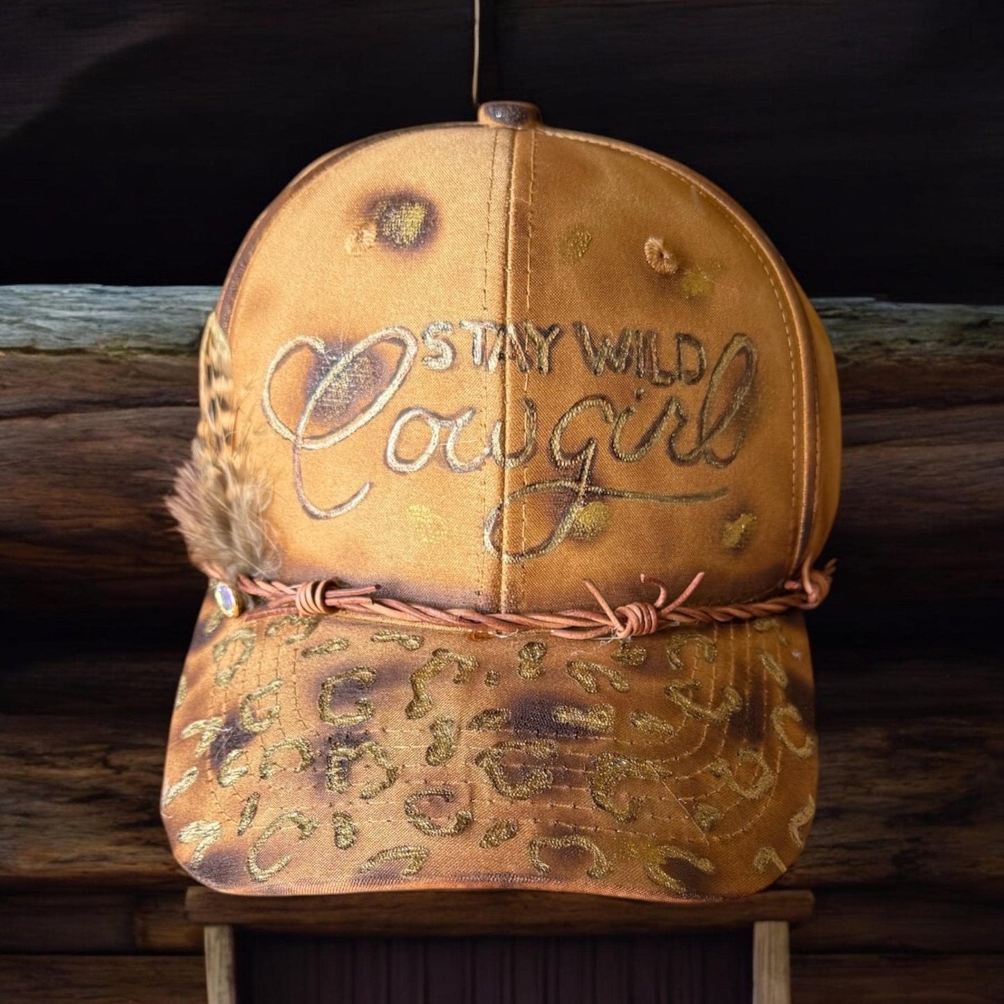 Stay Wild Cowgirl Suede Burned Hat - Turquoise and Tinsel-Home of Mad Gringa Hat Bar