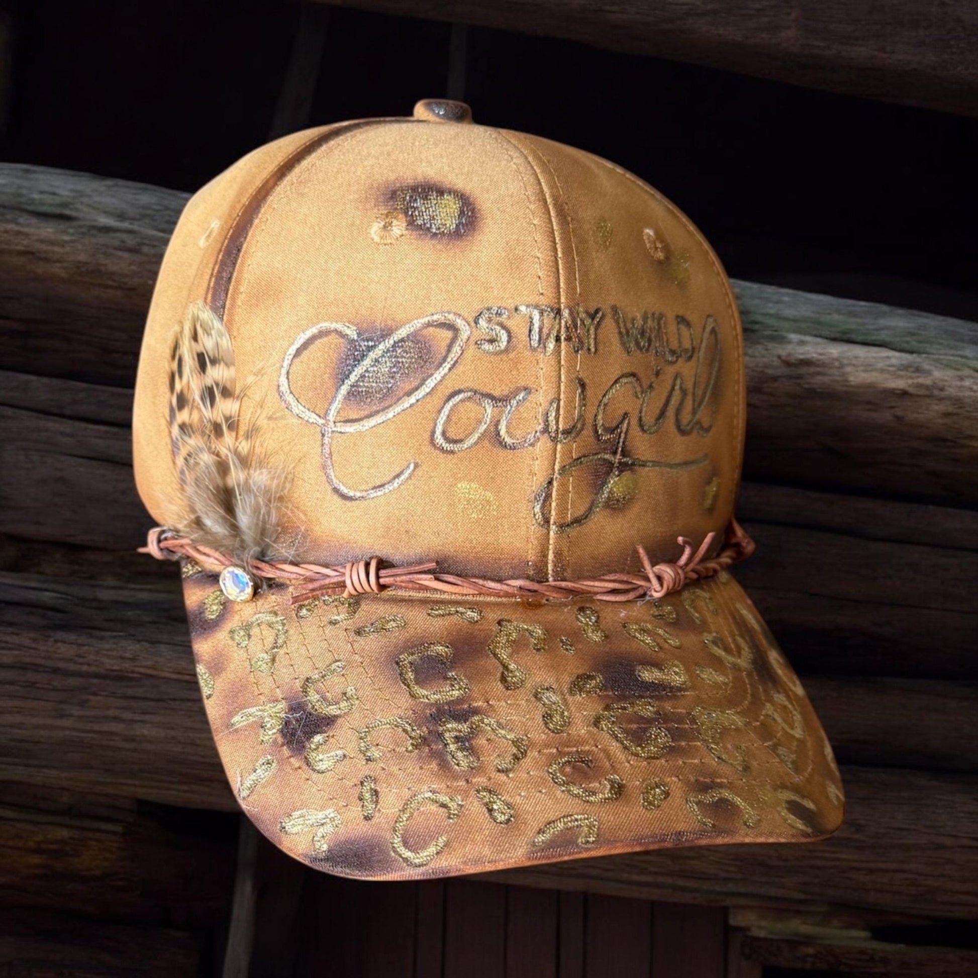 Stay Wild Cowgirl Suede Burned Hat - Turquoise and Tinsel-Home of Mad Gringa Hat Bar