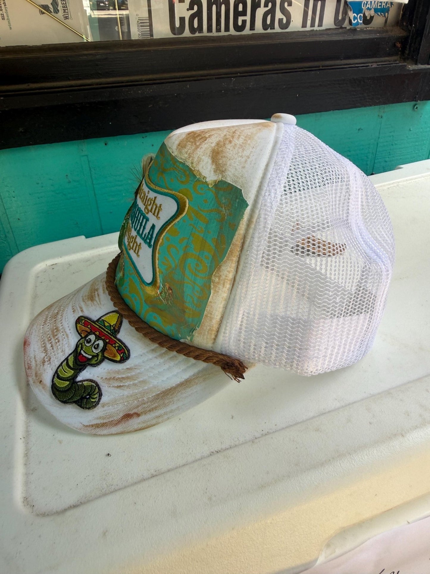 Straight Tequila Night Trucker Hat - Turquoise and Tinsel-Home of Mad Gringa Hat Bar