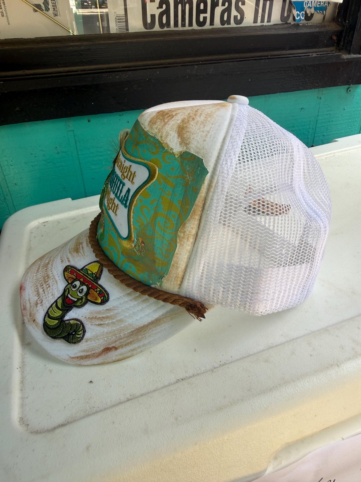 Straight Tequila Night Trucker Hat - Turquoise and Tinsel-Home of Mad Gringa Hat Bar