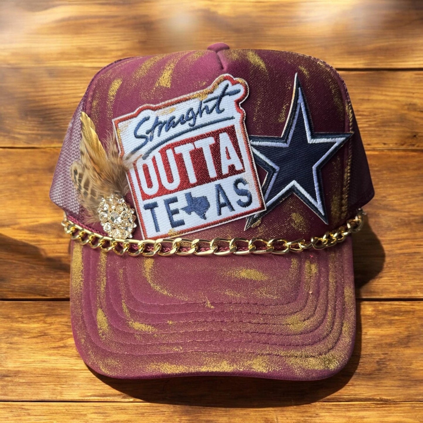 Strait Out Of Texas Trucker Hat - Turquoise and Tinsel-Home of Mad Gringa Hat Bar