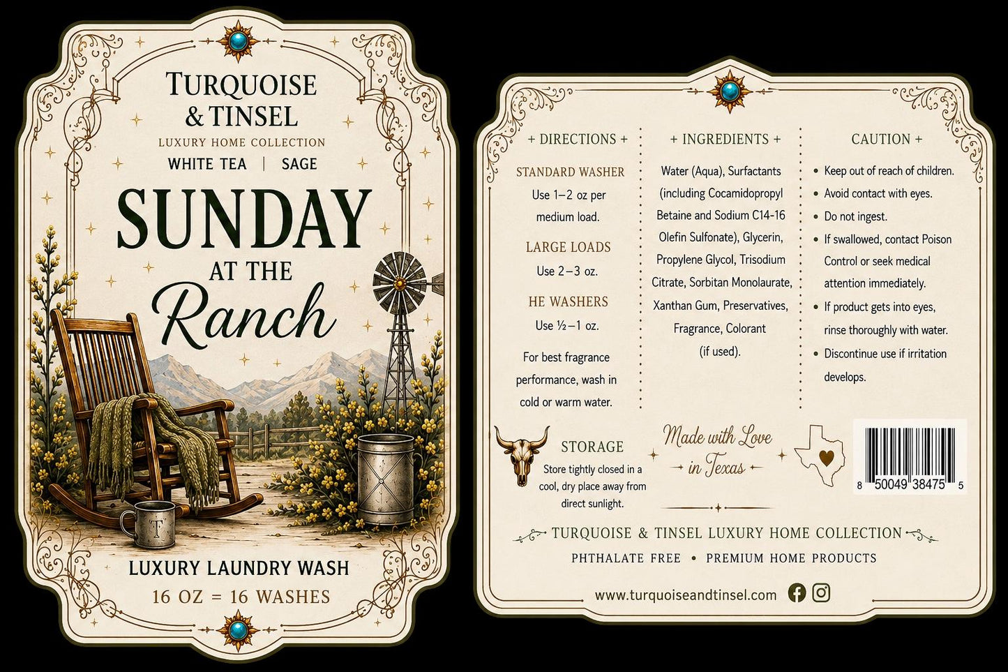Sunday At The Ranch Luxury Laundry Wash - Turquoise and Tinsel-Home of Mad Gringa Hat Bar