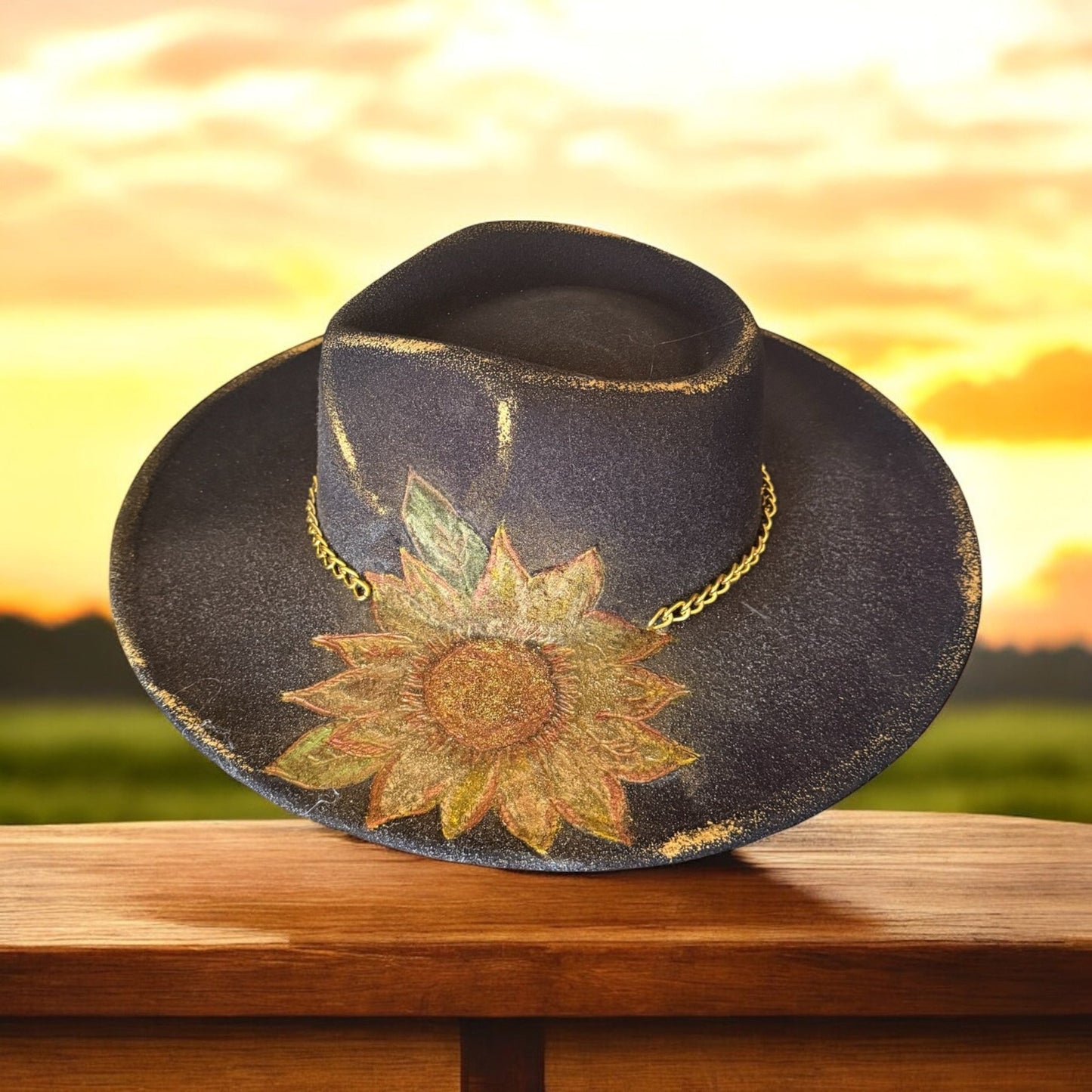 Sunflower Fever Burned Hat - Mad Gringa Hats & Boutique