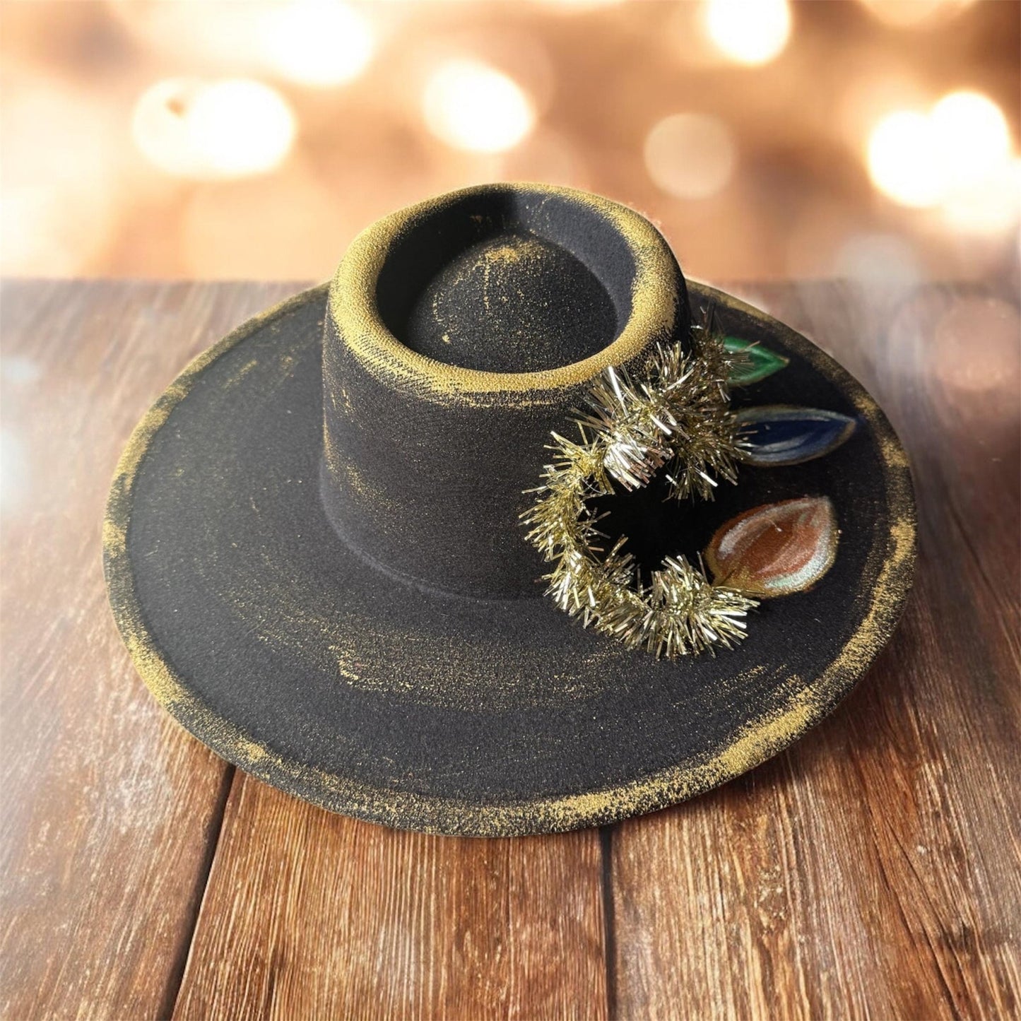 Tacky Christmas Rancher Hat - Turquoise and Tinsel-Home of Mad Gringa Hat Bar