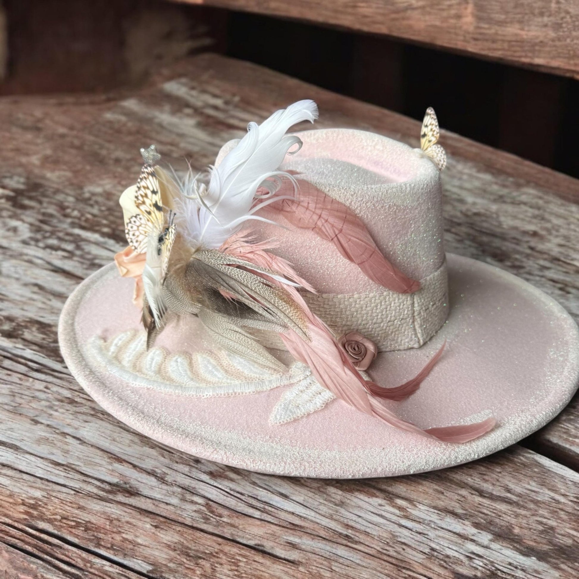 Tea Rose Hat Fascinator - Turquoise and Tinsel-Home of Mad Gringa Hat Bar