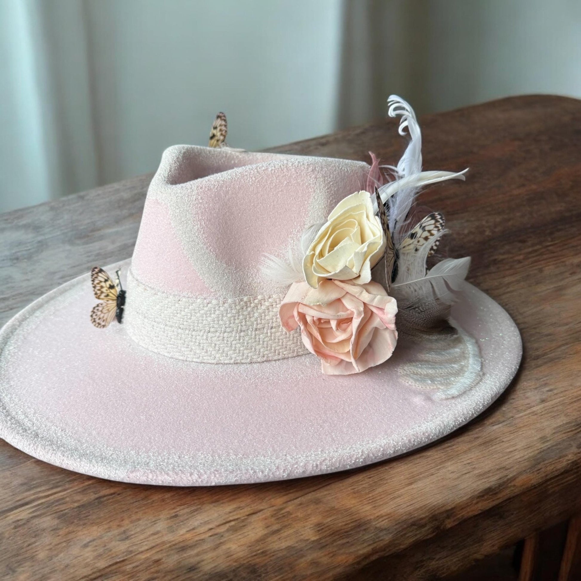 Tea Rose Hat Fascinator - Turquoise and Tinsel-Home of Mad Gringa Hat Bar