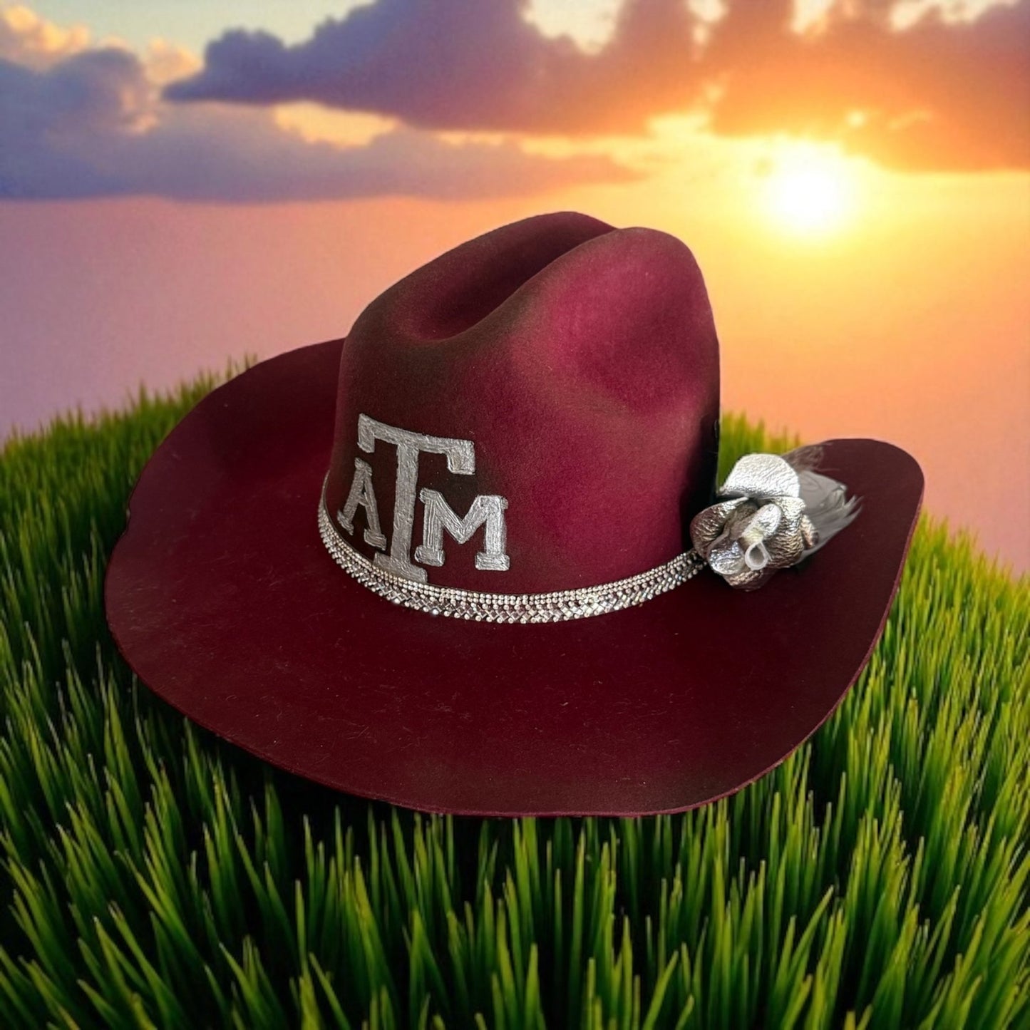 Texas A&M Burned Cowboy Hat and Fascinator - Mad Gringa Hats & Boutique