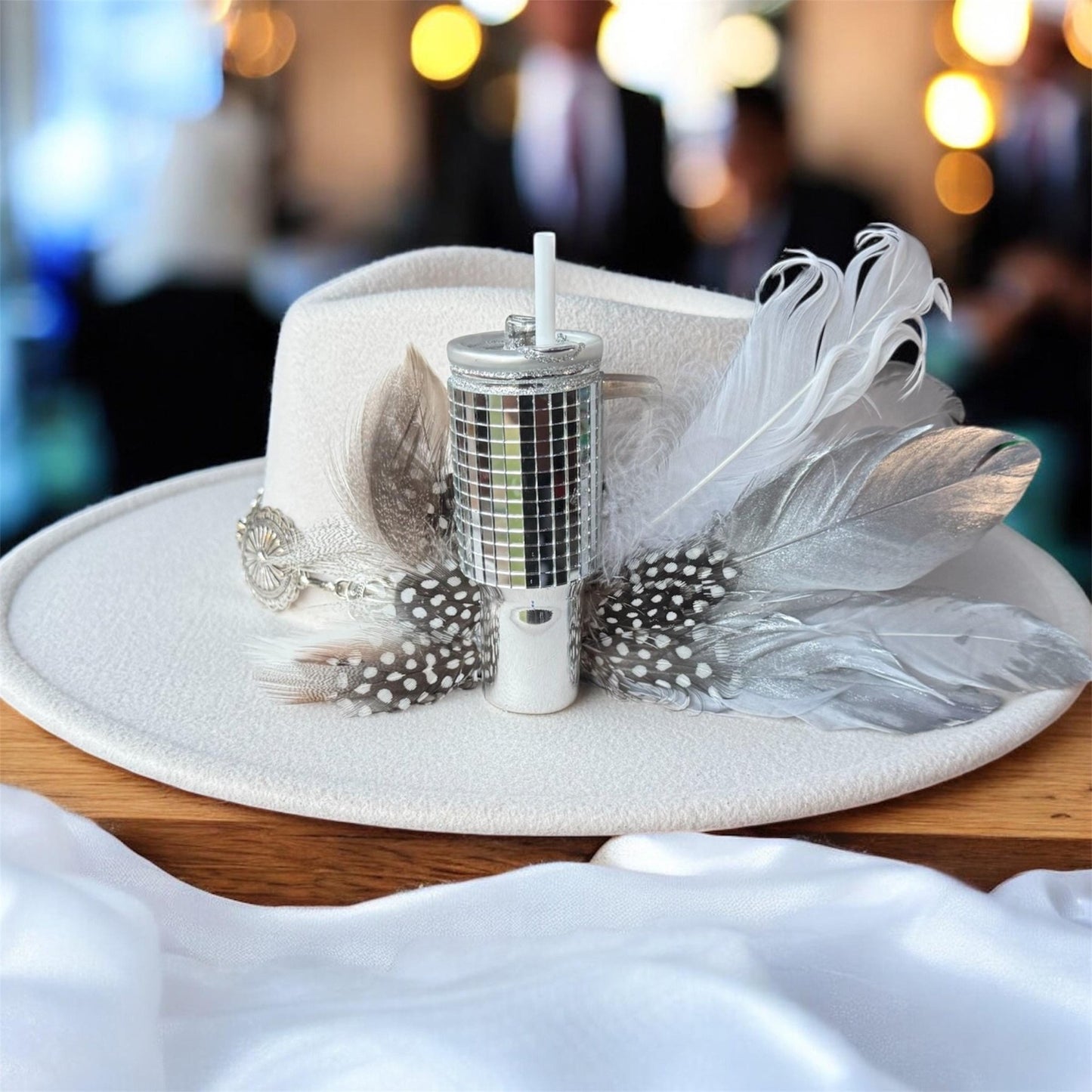 The Cup Hat Fascinator - Turquoise and Tinsel-Home of Mad Gringa Hat Bar