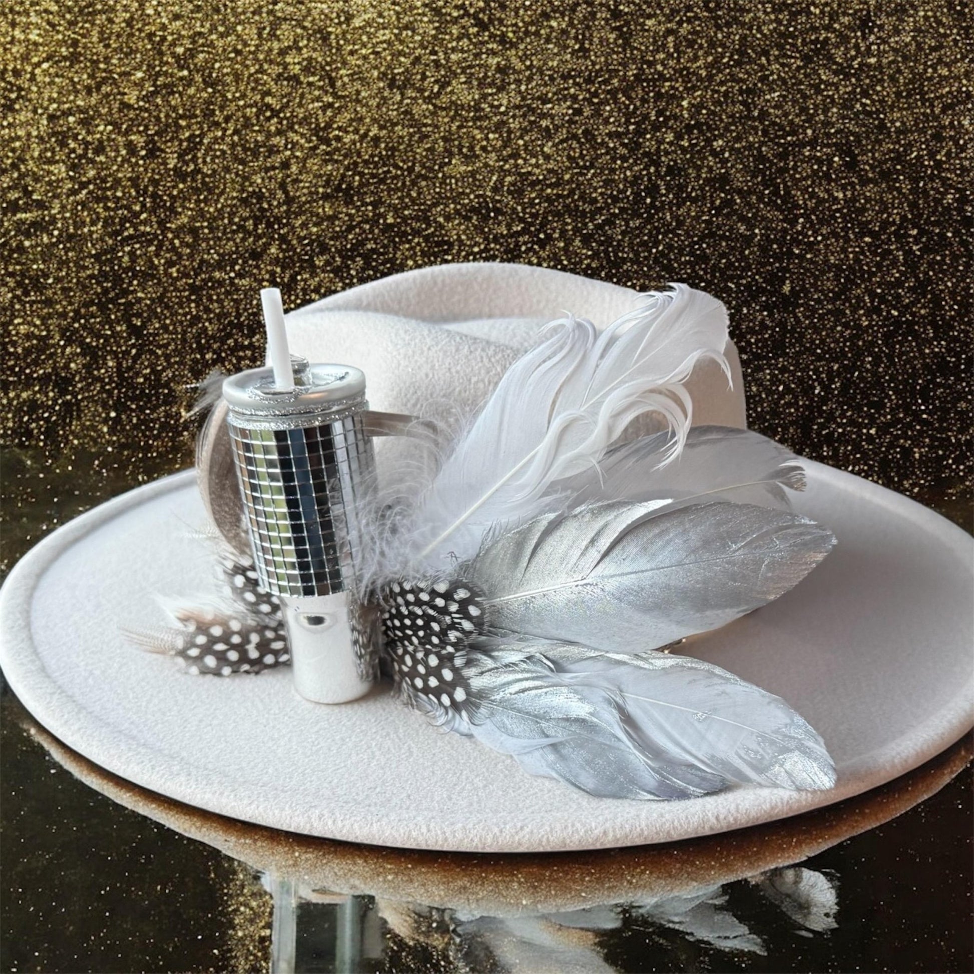 The Cup Hat Fascinator - Turquoise and Tinsel-Home of Mad Gringa Hat Bar