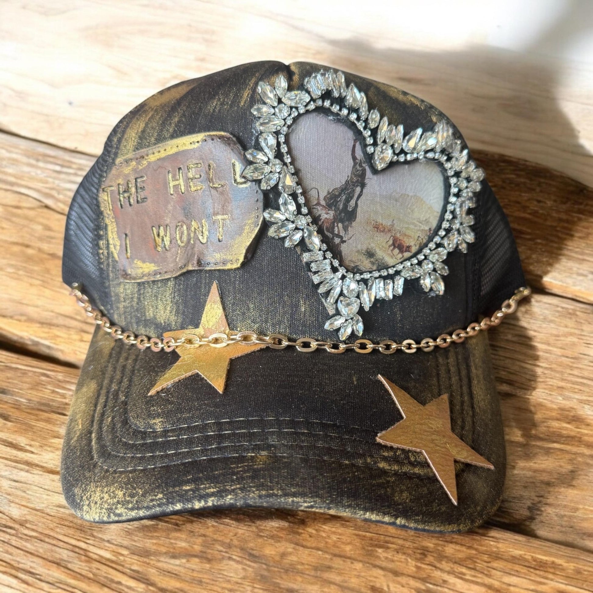 The Hell I Won’t Trucker Hat - Turquoise and Tinsel-Home of Mad Gringa Hat Bar