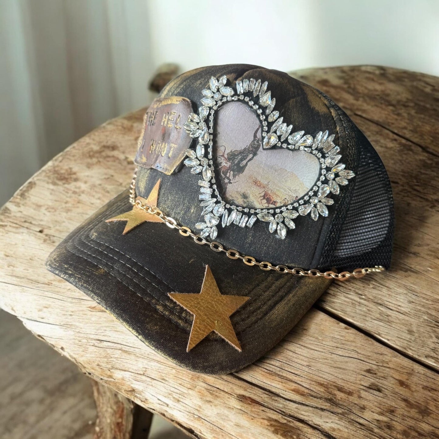 The Hell I Won’t Trucker Hat - Turquoise and Tinsel-Home of Mad Gringa Hat Bar