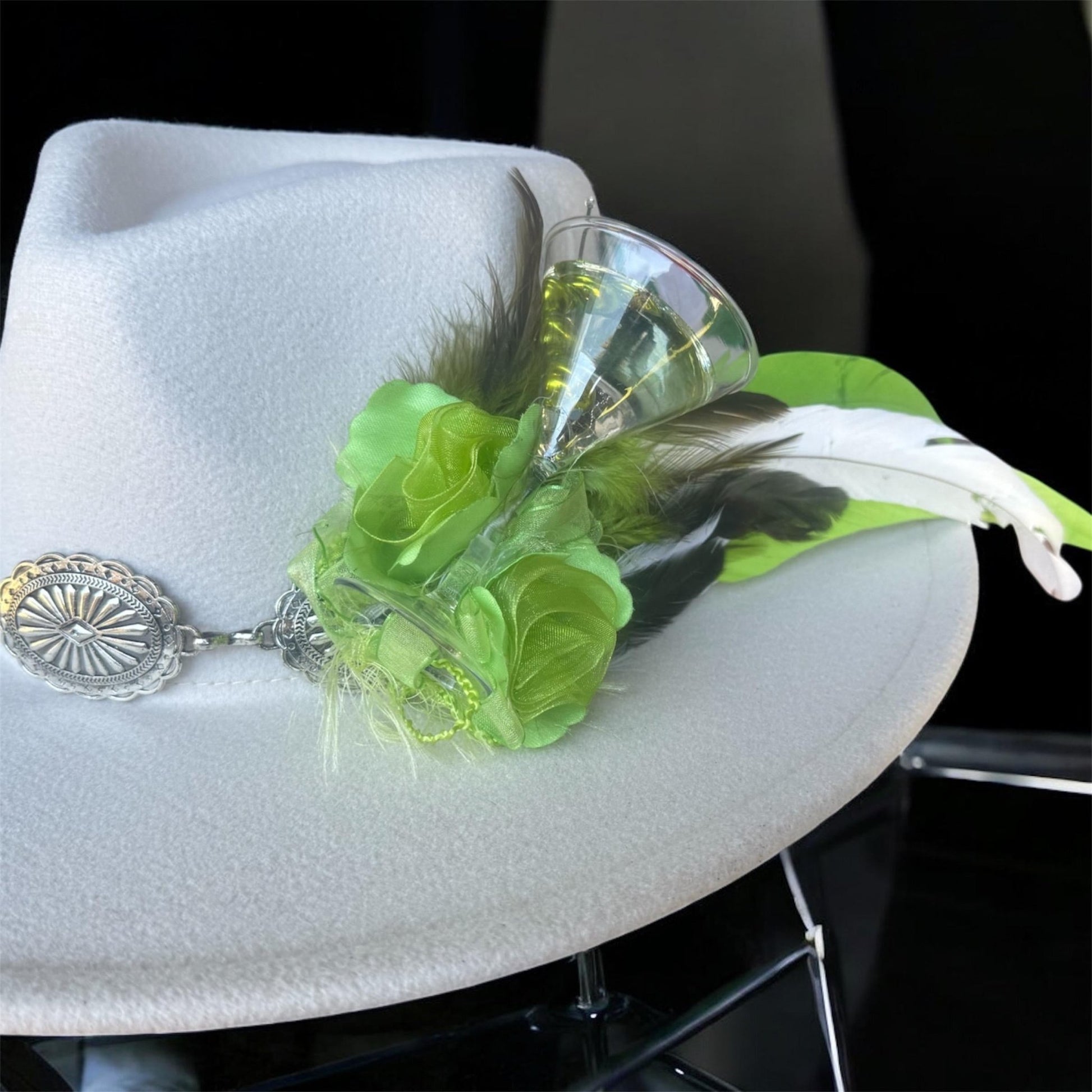 Tini Time Hat Fascinator - Turquoise and Tinsel-Home of Mad Gringa Hat Bar
