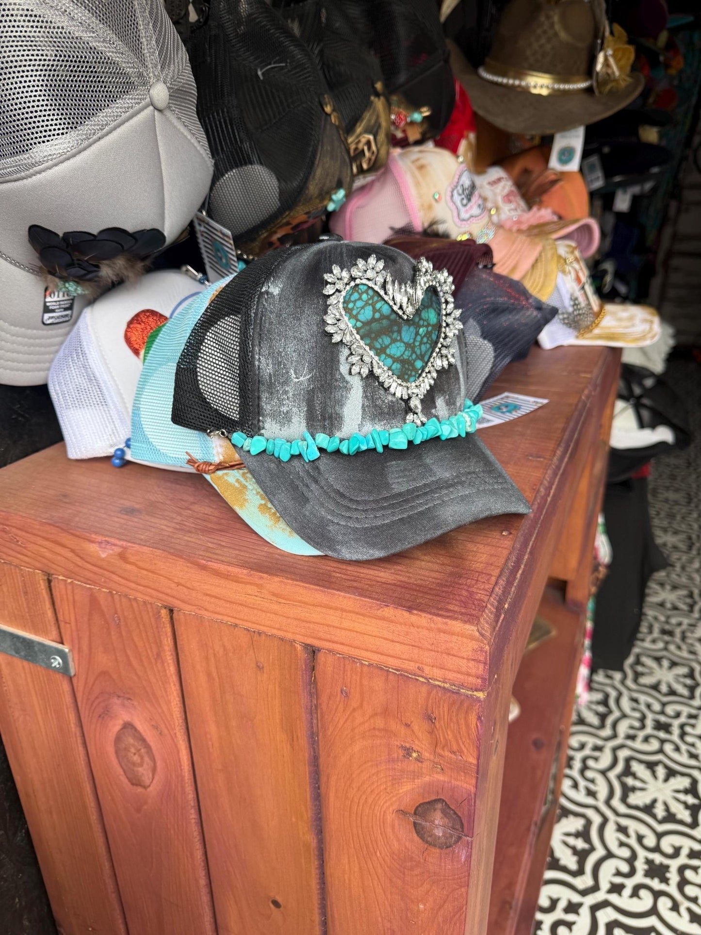 Turquoise Is Love Trucker Hat - Turquoise and Tinsel-Home of Mad Gringa Hat Bar