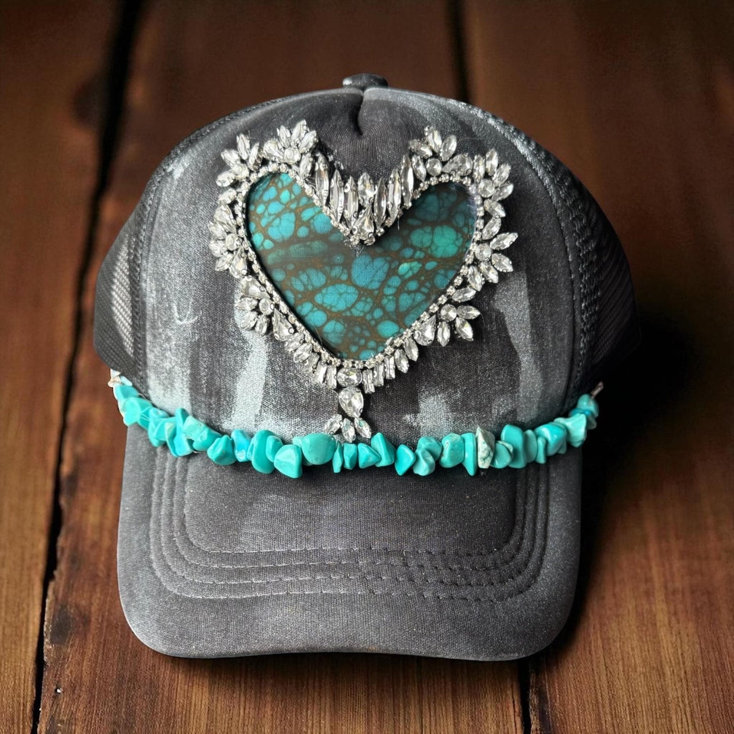 Turquoise Is Love Trucker Hat - Turquoise and Tinsel-Home of Mad Gringa Hat Bar