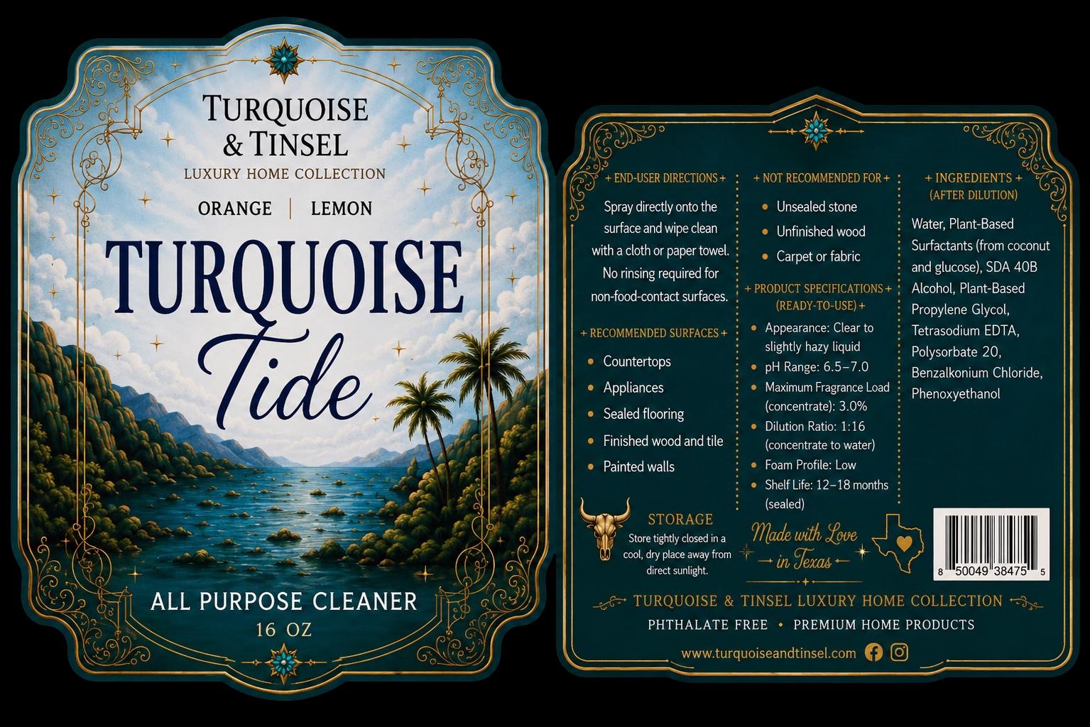 Turquoise Tide Luxury Surface Cleaner - Turquoise and Tinsel-Home of Mad Gringa Hat Bar