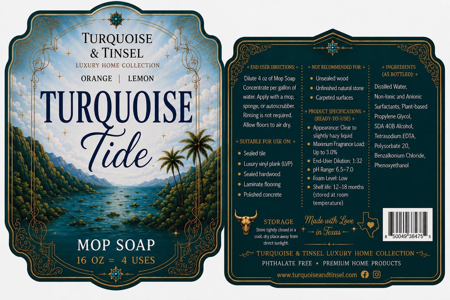 Turquoise Tide Mop Soap - Turquoise and Tinsel-Home of Mad Gringa Hat Bar