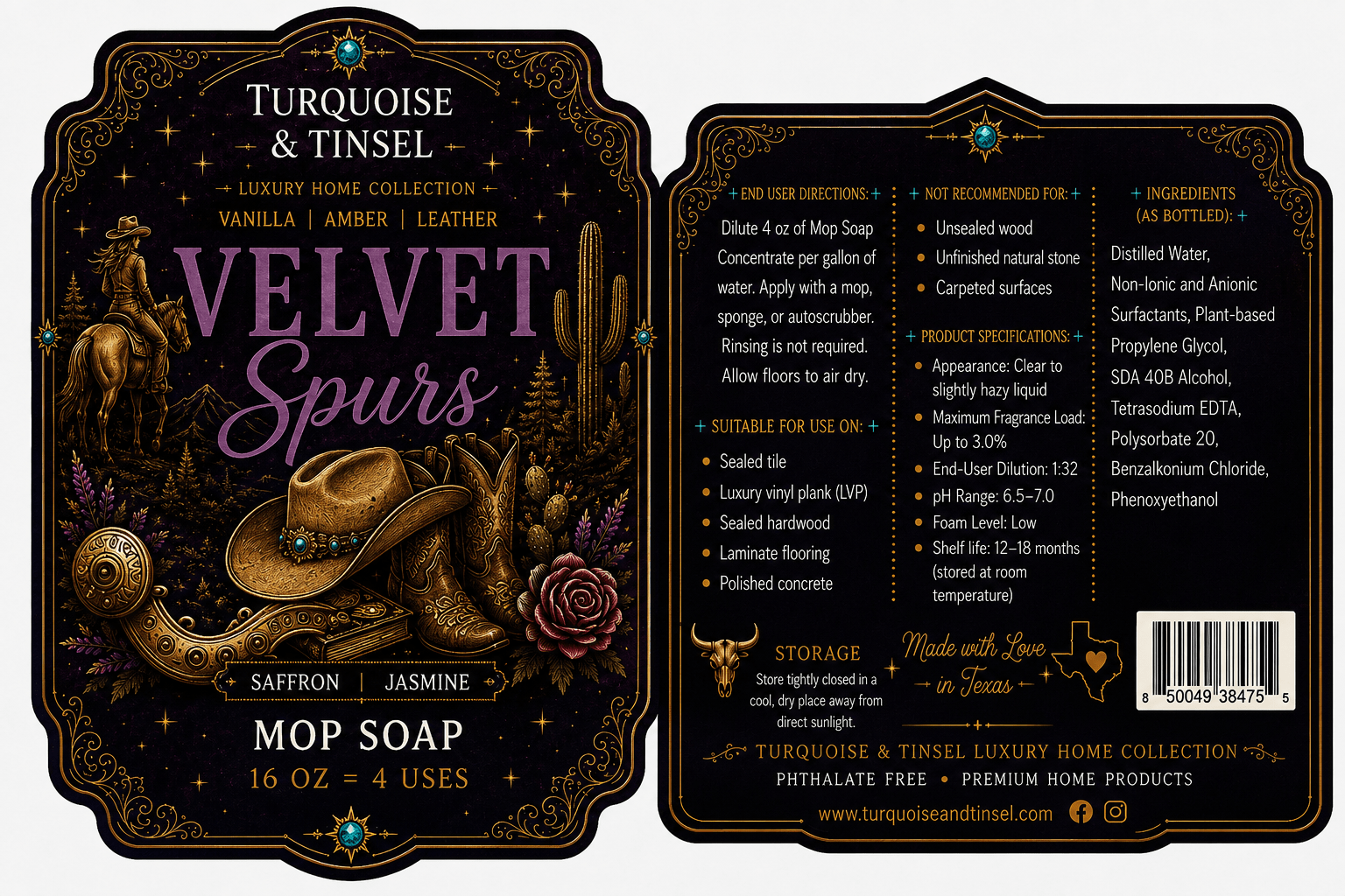 Velvet Spurs Mop Soap - Turquoise and Tinsel-Home of Mad Gringa Hat Bar