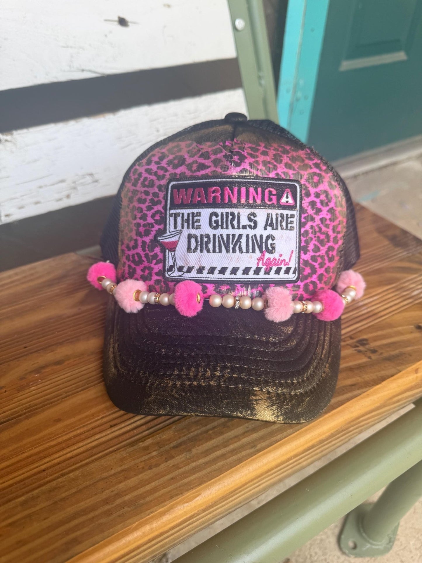 Warning! Trucker Hat - Turquoise and Tinsel-Home of Mad Gringa Hat Bar