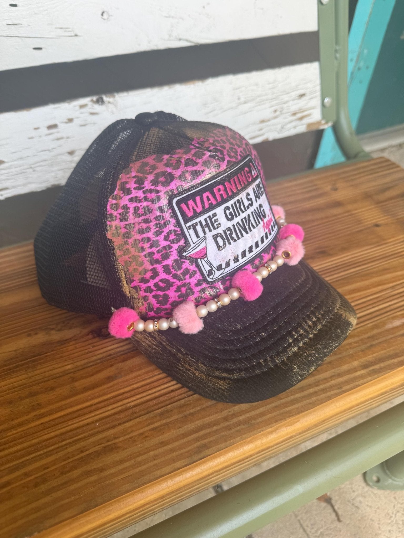 Warning! Trucker Hat - Turquoise and Tinsel-Home of Mad Gringa Hat Bar