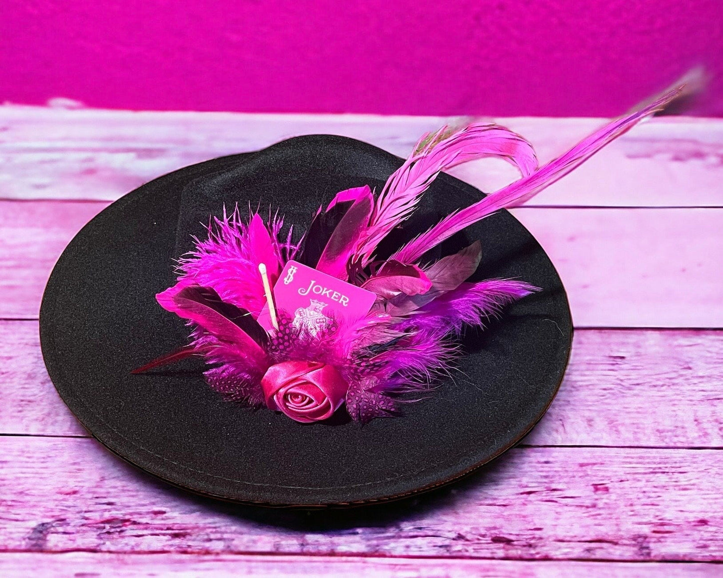 We Wear Pink on Wednesdays Hat Fascinator - Turquoise and Tinsel-Home of Mad Gringa Hat Bar