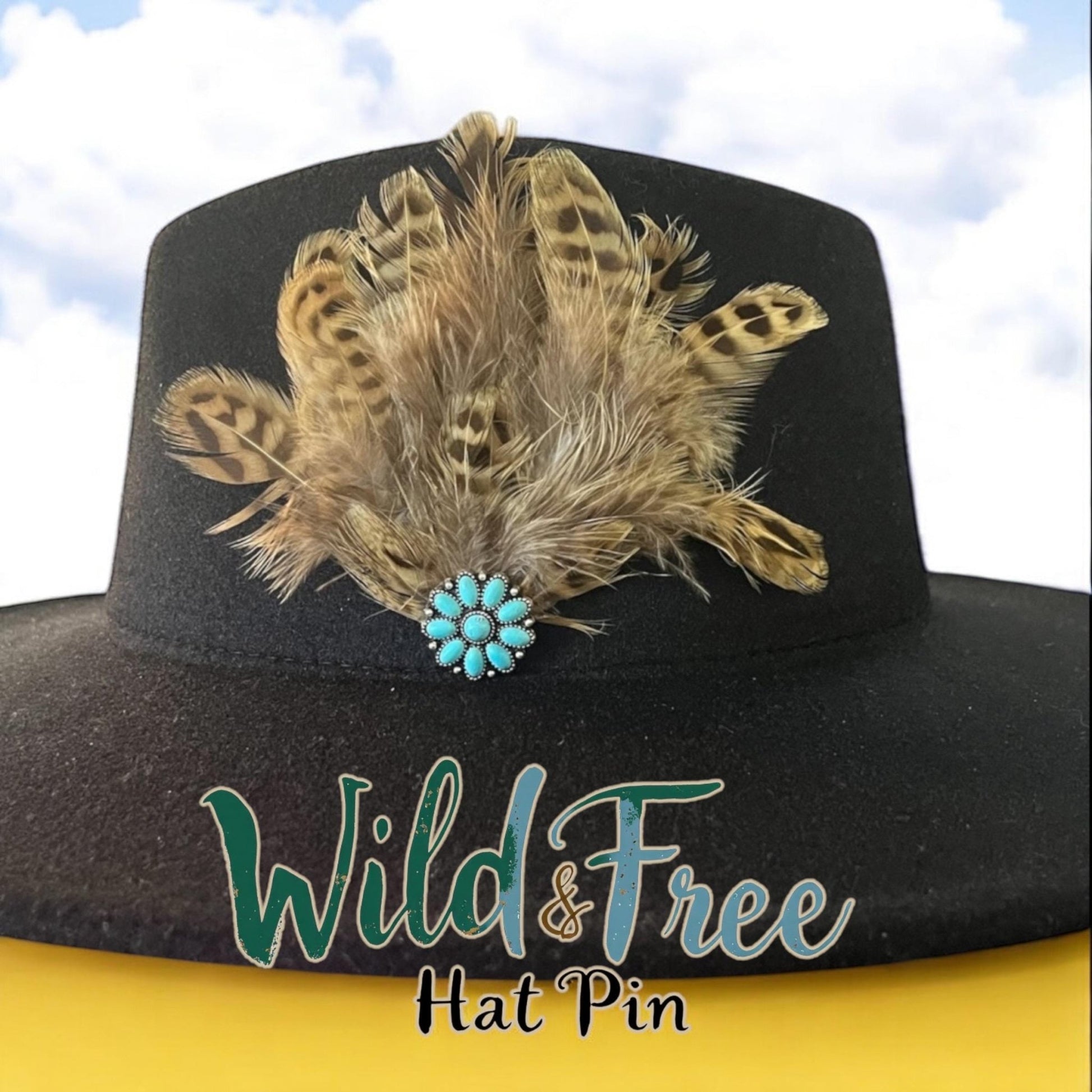 Wild and Free Hat Pin - Turquoise and Tinsel-Home of Mad Gringa Hat Bar