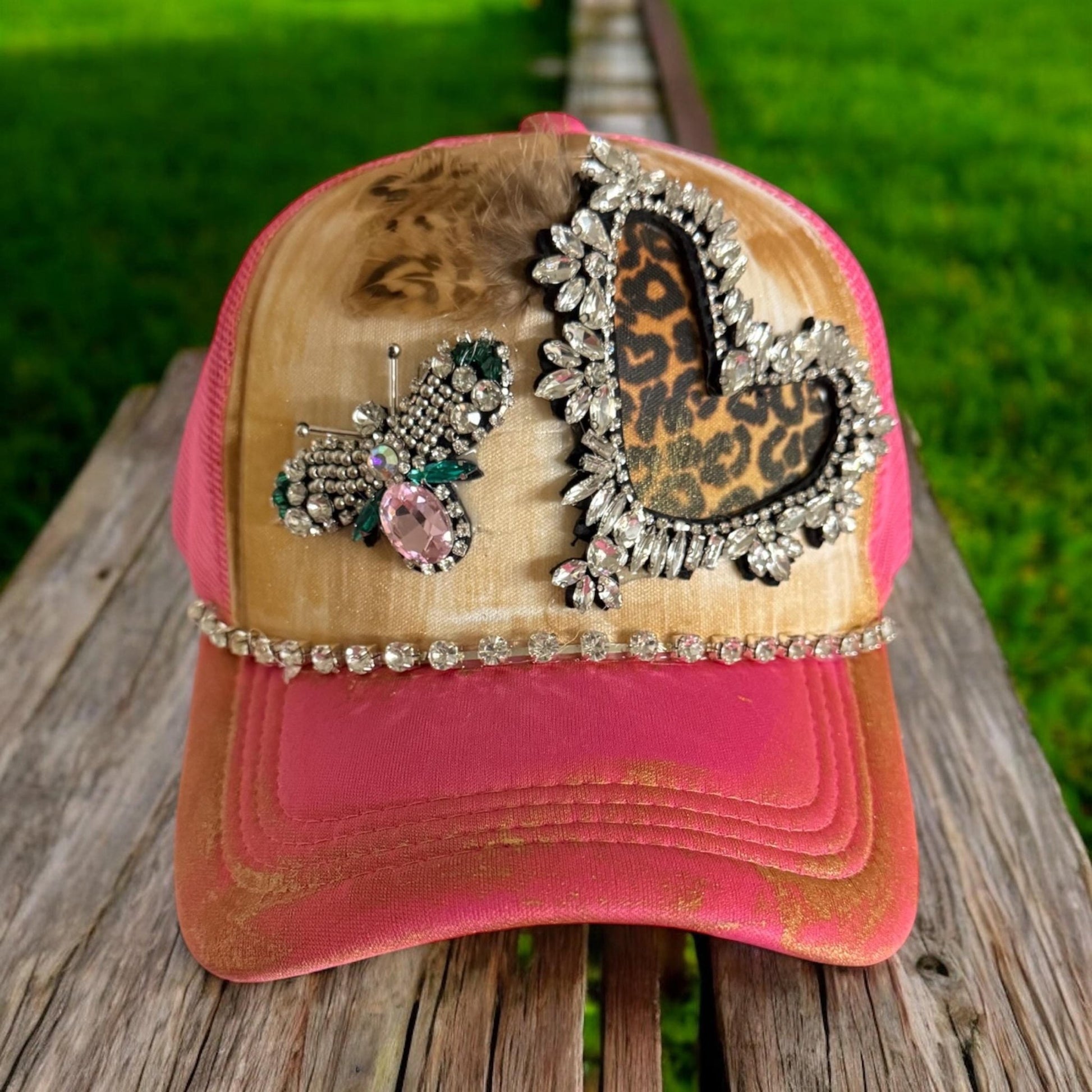 Wild Bee Trucker Hat - Turquoise and Tinsel-Home of Mad Gringa Hat Bar