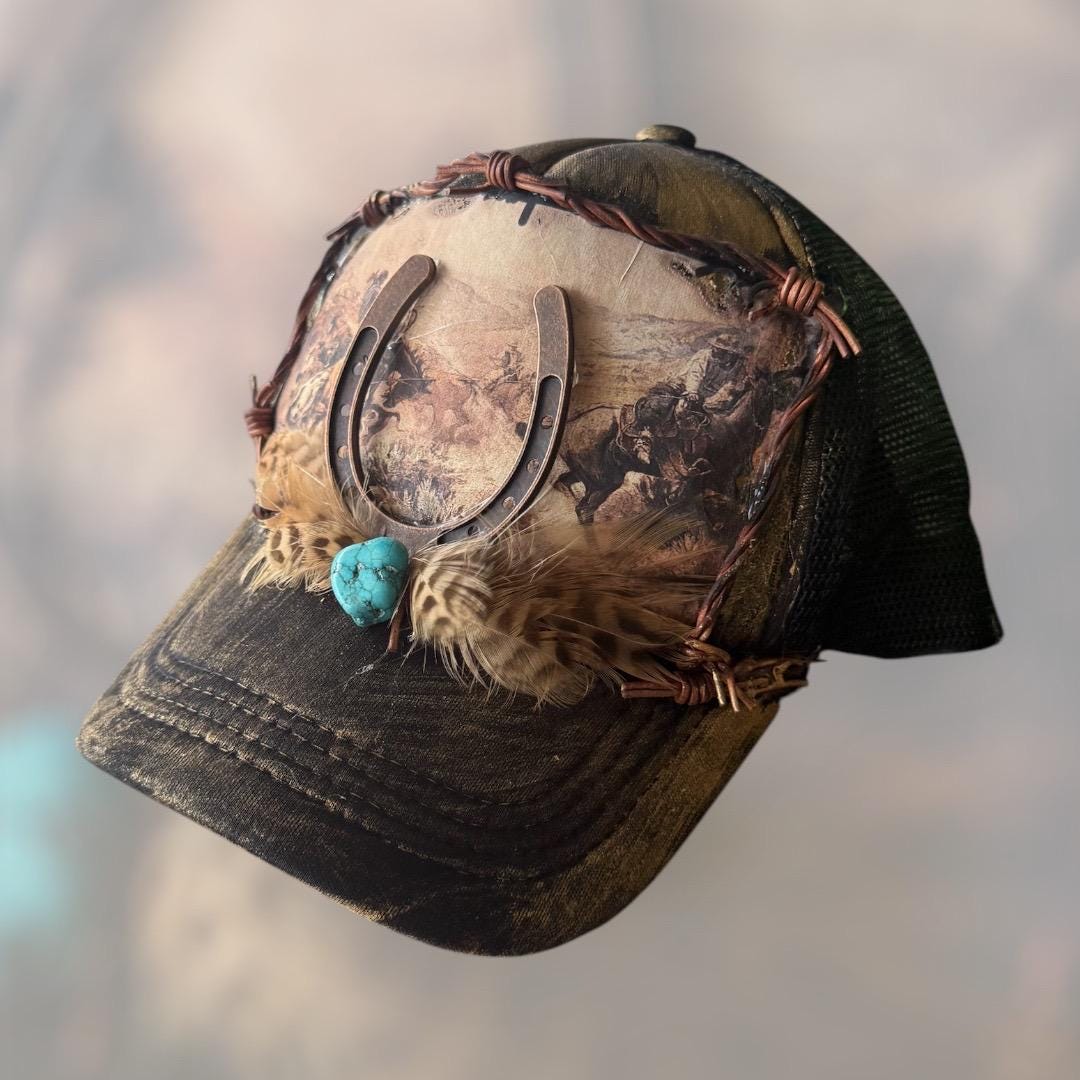 Wild West Trucker Hat - Turquoise and Tinsel-Home of Mad Gringa Hat Bar