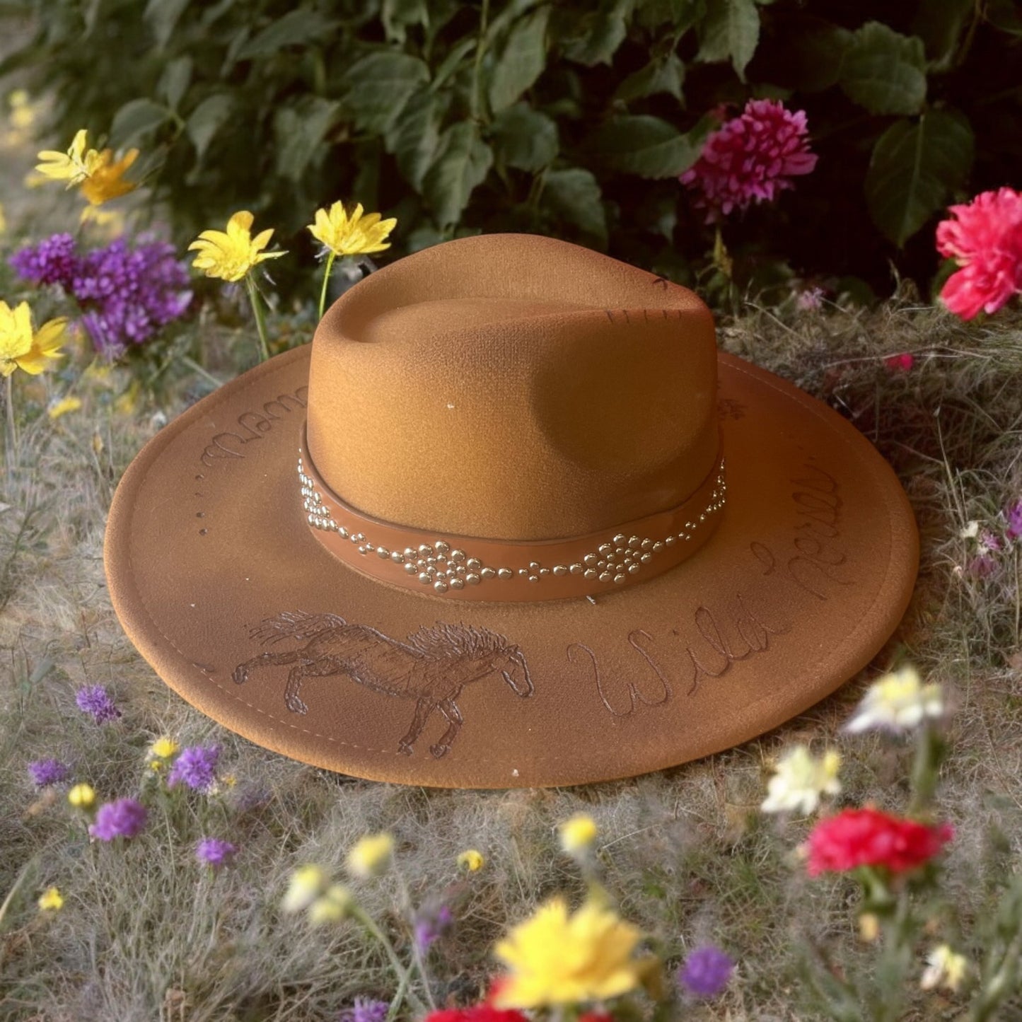 Wildflowers and Wild Horses Burned Hat - Mad Gringa Hats & Boutique
