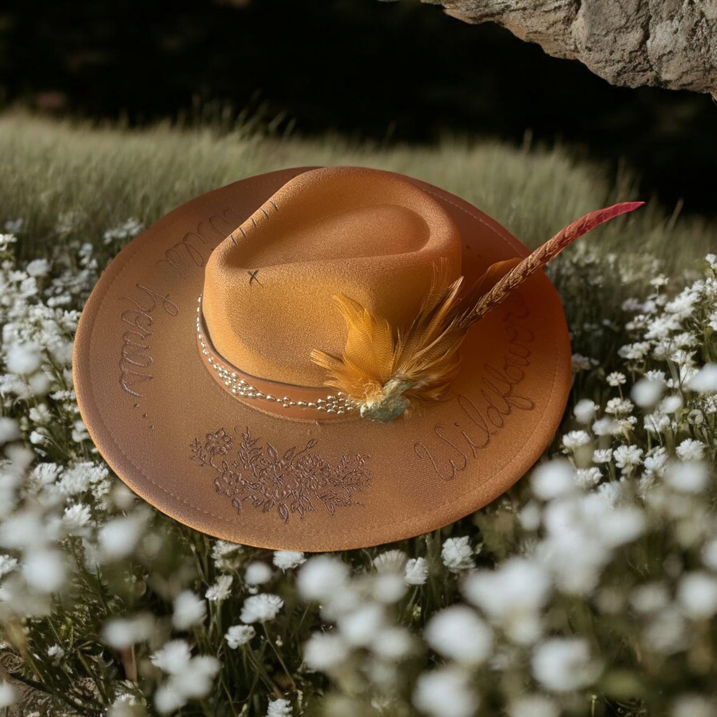 Wildflowers and Wild Horses Burned Hat - Mad Gringa Hats & Boutique