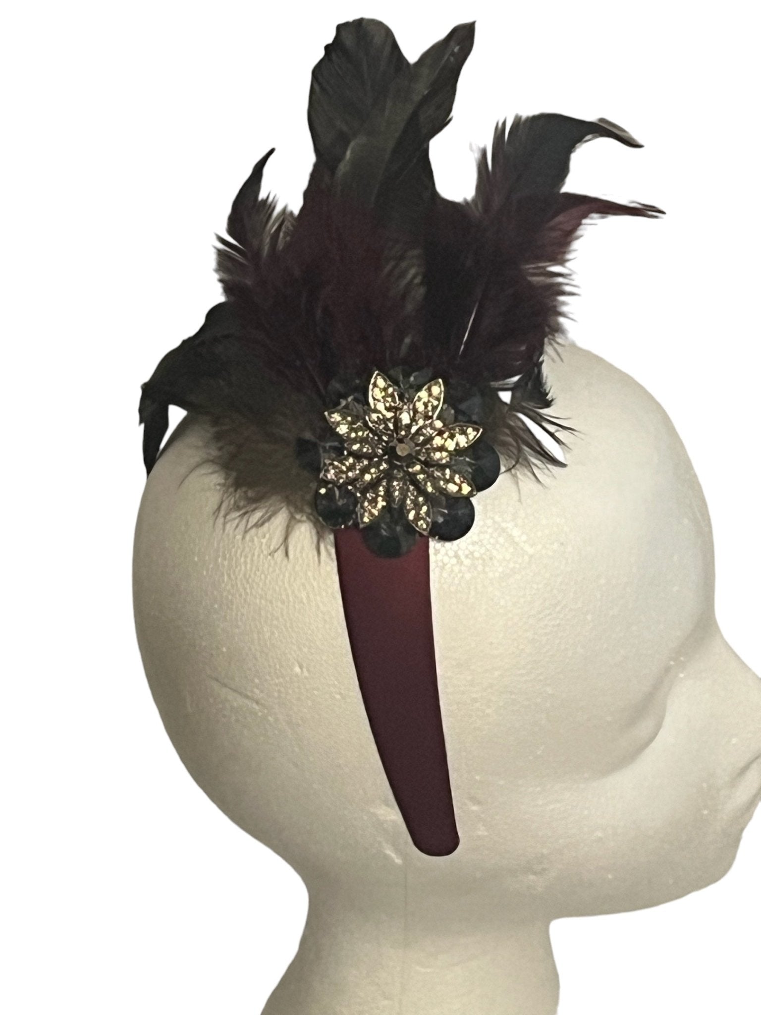 Wine and Black Fascinator Headband - Mad Gringa Hats & Boutique