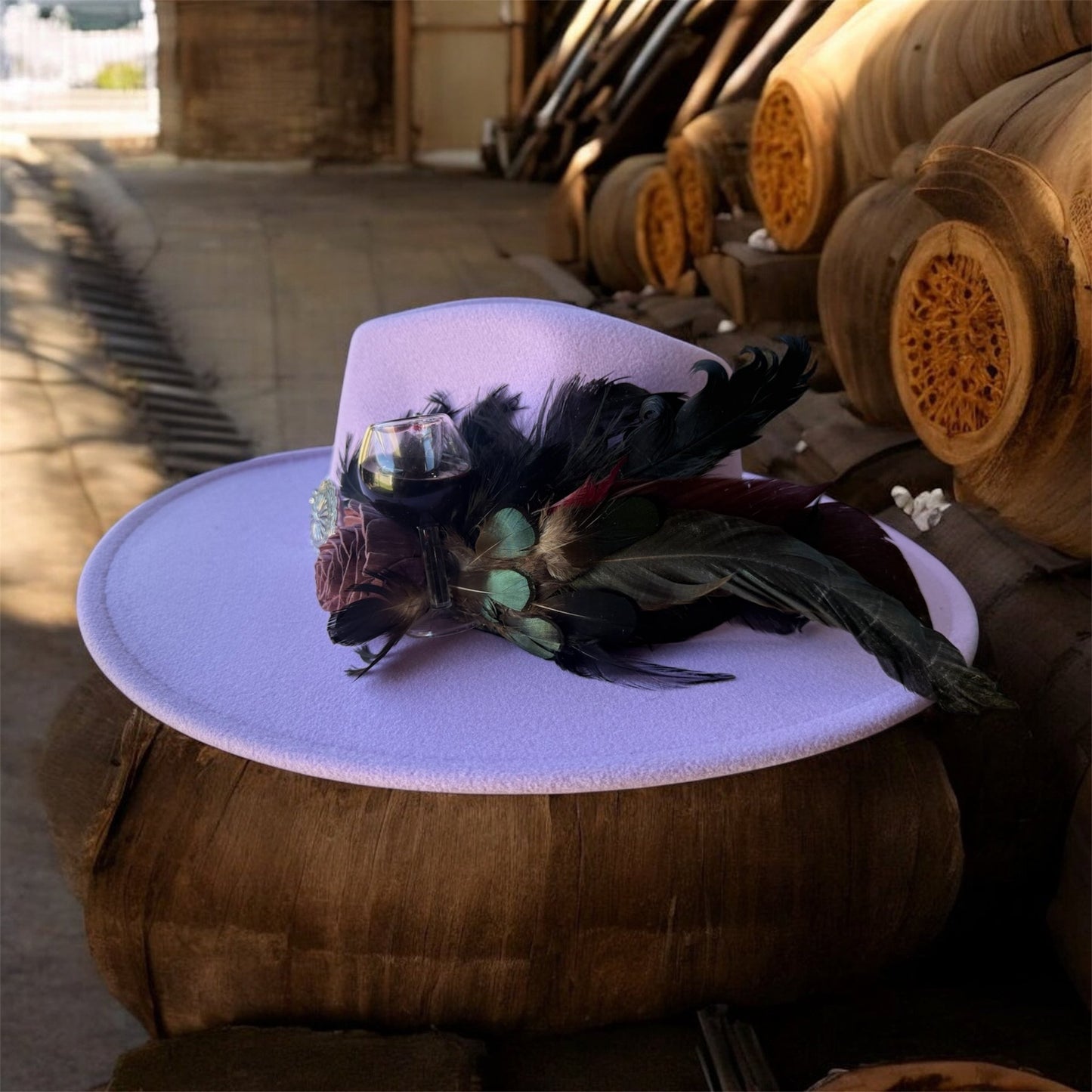 You Had Me At Merlot Hat Fascinator - Mad Gringa Hats & Boutique